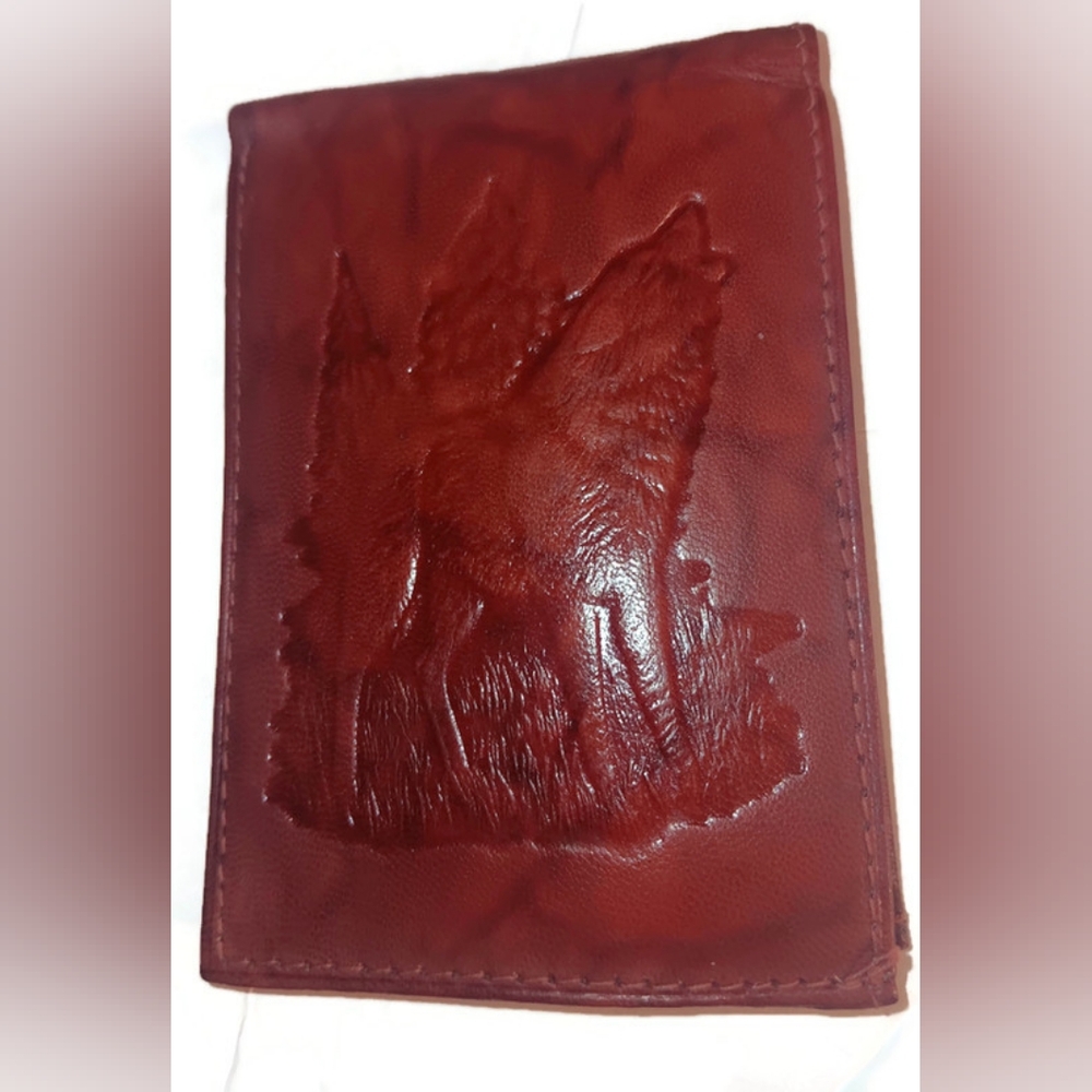 HOWLING WOLF SLIM BIFOLD LEATHER WALLET ,BROWN